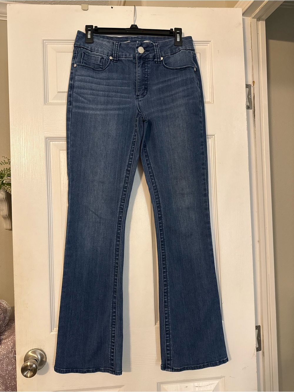 Seven7 Women's Mid Blue Flare Jeans